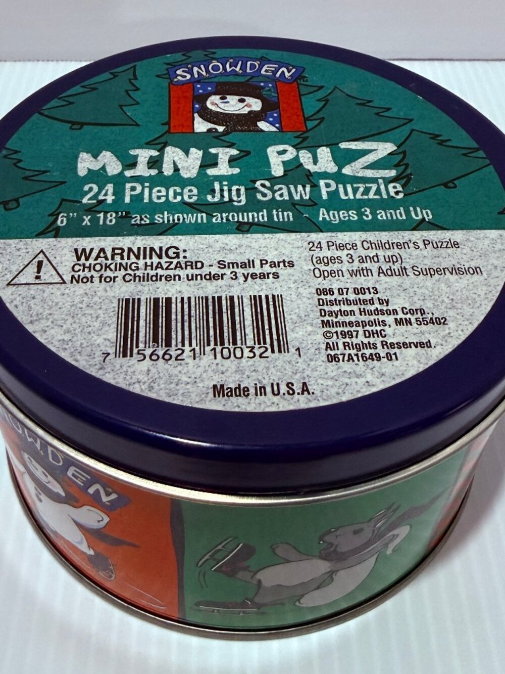 Vintage Snowden Christmas Puzzle 24pc In Tin New Puzzle Sealed
